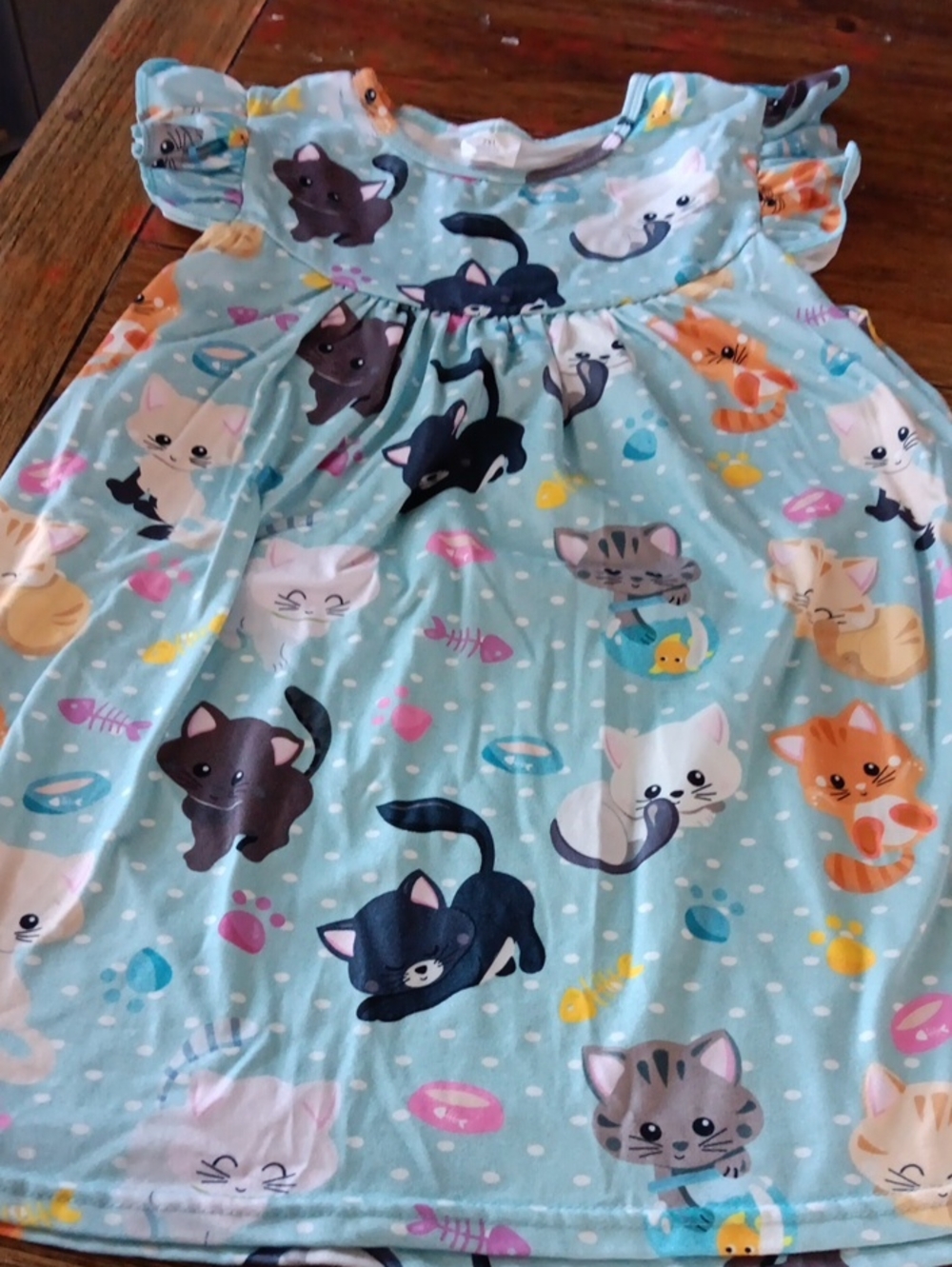 Kids Blue Cat Print  Dress